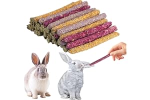 CBOFEIXG 5 Packs Timothy Hay Sticks, Rabbit Toys Boredom Breaker for Rabbit Chew Toys, Natural Flowers Timothy Grass Chew Sticks for Rabbits, Guinea Pigs, Gerbil, Hamster, Chinchilla, Gerbils Toys Sticks