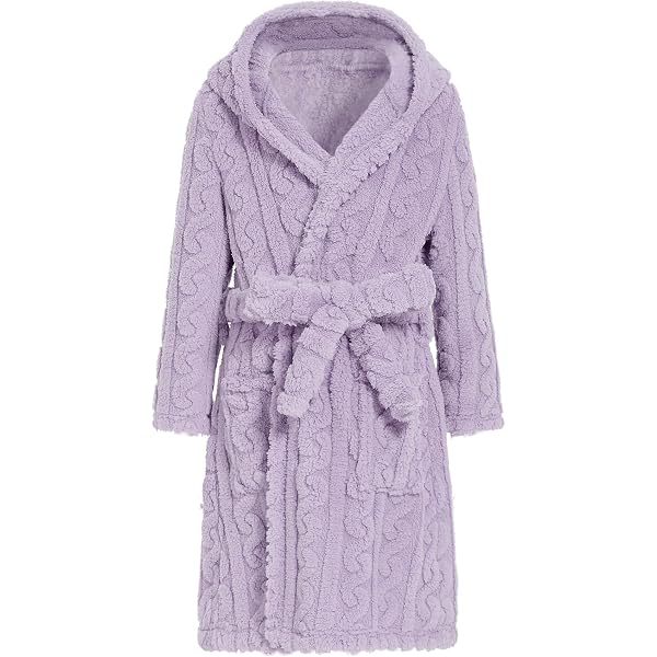 childrens purple dressing gown Metzuyan WS-AW22 Kids Girls Plain Dressing Robe Hooded Lilac Bath Gown  Pastel Purple 11-12 Years : Amazon.co.uk: Fashion