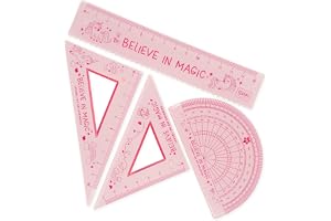 Legami - Geometri set, 15 cm linjal, 60° lag 10 cm, 180° gradskiva för skolan, fodral ingår, flexibelt material, enhörningstema
