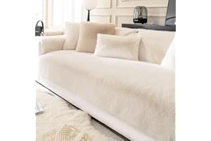 ‎SHOWYLIVE ShowyLive Samt Sofa überzug 1/2/3/4 Sitzer L Form Couch Überzug Ecksofa rutschfest Hund Katze -Antirutsch, Anti Slip Sofabezug Sofa Überwurf (Beige, 90 * 160CM)