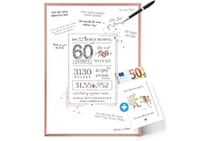 Darlena 60. Geburtstag Gästebuch Bilderrahmen | Geldgeschenk zum 60 Geburtstag (Frau & Mann) | Personalisiertes Geschenk mit Geburtstagskarte | Geburtstagsgeschenk, Gästebuch und Geburtstagsdeko
