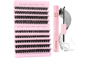 Parriparri Kit de Pestañas Postizas Pelo a Pelo 80D+100D Pestañas Individuales Extensiones con Bond&Removedor D Curl Naturales Pestañas Cluster Lashes Profesional