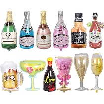 Palloncini in mylar di elio con foglio di alluminio 12PCS, palloncini per tazza di whisky con bottiglia di champagne, forniture per decorazioni per feste per matrimonio anniversario di compleanno