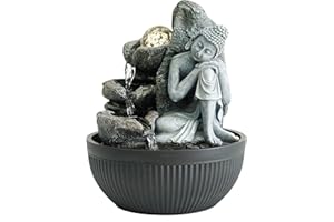 Creative Touch Fountain Edition Harmony Indoor Water Fountain with LED Light | Size 21 x 17.5 x 25 Cm | Dual USB & 3 Pin UK Plug Included, Gold