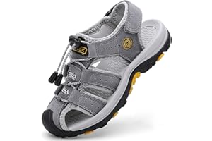 ZYLDK Unisex-Kinder Sandalen Leder für Jungen Mädchen Strand Geschlossene Wandersandale Trekkingsandalen Sport- Outdoor Sommer Atmungsaktive Freizeitschuhe Wanderschuhe 28-37 EU