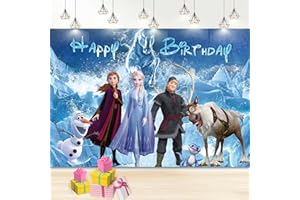 OTOKTI 5x3FT Frozen Backdrop Birthday Backdrop for Girls, Frozen Party Decorations Photography Backdrop, Frozen Party Supplies Happy Birthday Banner Photo Background, Elsa Birthday Party Decorations for Kids