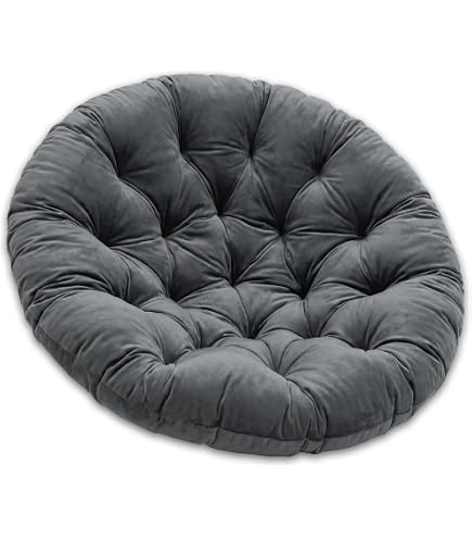 Coussin Fauteuil Papasan Rond Épais 90x90cm Kaki - Doux Confortable Pour Extérieur Jardin Balcon Salon