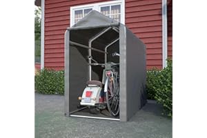 BIRCHTREE 1.8M*1M Garden Waterproof Anti-UV Bike Storage Tent Bicycle Motorcycle Shed Shelter Outdoor Backyard Steel Frame PE Cover Zipper Door Small Grey