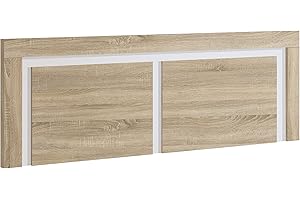 Buyqualia Cabecero Cama 150 en Roble y Blanco (Largo 155 cm/Alto 60 cm/Grosor 3 cm)
