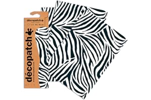 DECOPATCH Décopatch C429O - Une pochette de 3 feuilles de papier imprimé 30x40 cm, Zèbre noir/blanc