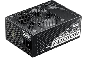 XPG Fusion zasilacz PCIE 5 i ATX 3.0, 1600 W, modułowy, certyfikat 80 Plus i Cybenetics Titan, 100% japońskie kondensatory w temperaturze 105°C, podłączony do Delta Electronics (FUSION1600T-BKCUS)
