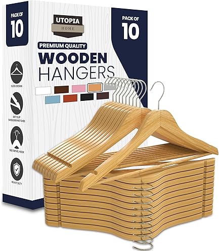 Paquet de 20 Cintres Une Pantalons - Jupes En Bois Une Finition Solide