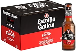 Estrella Galicia Especial - Cerveza Lager Especial, Pack de 24 Botellines x 25 cl, Sabor Ligero y Amargo, Aroma a Lúpulo, 5,5% Volumen de Alcohol