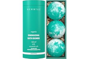 NEW MIUZ Bomboletta da bagno al mentolo con eucalipto, menta piperita e sale Epsom, rinfrescante ed energizzante, regalo di recupero post-workout per muscoli doloranti.