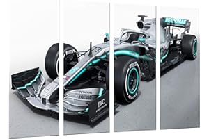 CUADROS CÁMARA Modern Picture Photo Car Formula 1, Mercedes F1 W10, Mercedes F1 2019, Lewis Hamilton, Valtteri Bottas, 131 x 62 cm, Ref. 27292