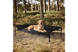 Gardner Pet Letto Rialzato per Cani Taglia Grande e Media, Brandina Traspirante da Esterno e Interno, Cuccia Estiva Resistente ai Graffi per Cani, Struttura in Metallo Robusta-(Nero, L)