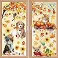 8 Blätter Fensterbilder Herbst, Zwerg Kürbis Ahornblatt