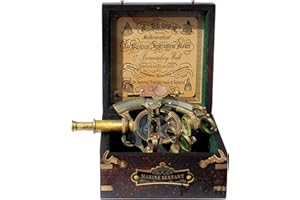MARINE ART HANDICRAFTS Brass Sextant for Birthday, Wedding, Baptism, Mother's Day, Father's Day, Partner, Best Man, Anniversary, Farewell, Graduation, Christmas, Home Décor Navigation Instruments Vintage Style Sextant Ship History Hardwood Gift Box.