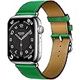 DONEGANI LB1 Straps for Apple Watch Leather Band series Ultra 2 49mm, Series 10 46mm, 9 8 7 45mm 41mm, SE 6 5 4 44mm 40mm, 3 2 1 42mm 38mm Men Women iWatch Bamboo Green