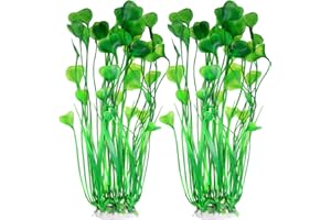 Yibaijia 2 Pcs Large Aquarium Aquatic Plants Decoration, Plastic Artificial Water Plants Ornaments, 15.7 inch Fish Tank Decorations - Safe for All Fish Deco.