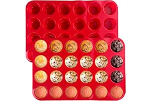 Xpieoyrm 2 Pièces Moule Silicone Patisserie, 24 Moules à Cupcakes et Muffins, Plateau à Muffins En Silicone, BPA Free, Plaque à Anti-AdhéSif Moule à PâTisserie, pour Tartelette, Brownies