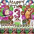 Forninc Masha and the Bear Birthday Decoration, Masha and the Bear Balloon Birthday, Masha and the Bear Party Set, Masha and the Bear Balloon Birthday, Masha and the Bear Toy, 3 Years