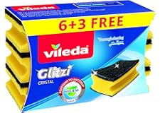 Vileda Glitzi dishwashing Sponge 6+3 pieces high foam scourer For tough dirt, vileda sponge for dishes with an abrasive side 