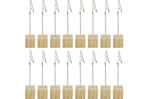 DDHOMIN 16 PCS Alligator Clips with Wooden Base,Crocodile Memo Clip for Craft Photo Card (2.5cm)