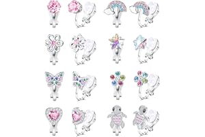 JeweBella 8 Paar Ohrclips Kinder Mädchen Clip on Ohrringe Ohne Ohrloch Herz Stern Blumen Regenbogen Schildkröten Niedlich Rosa Hypoallergene Ohrclips für Ohne Ohrlöcher Schmuck für Kinder Mädchen