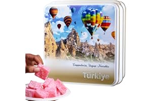 NEST & NIBBLE Turkish Delight Gift Box Lokum Dessert Baklava Pastries Sweets Gift Box In Elegant Tin Corporate, Christmas, Thanksgiving Food Gifts For Women, Mens, Mum, Dad (Gul Aromani Rose)