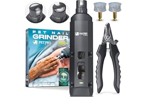 PETPROVED Krallenschleifer für Hunde mit LED-Licht Krallenschleifer Hund Krallenfeile für Hunde Krallenschleifer Krallenschere Hund Hundekrallenkürzer Hundefeile Krallen Nagelfeile Elektrisch (Gray)