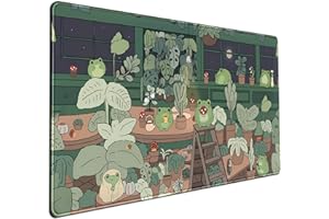 Mechanical Cattle Urocza żaba podkładka pod mysz biurko kawaii zielona mata dekoracyjna, duża gamingowa klawiatura komputerowa laptop, domowe akcesoria biurowe dziewczyna (80 x 40 cm) - z przeszytymi