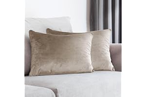HOMEYA - 2 Funda para Cojines de Terciopelo 50 x 70 cm - Fundas para Almohadas 100% Poliester, Extra suave, acabado Brillante con Cierre de Cremallera 2 Unidades ( Taupe )