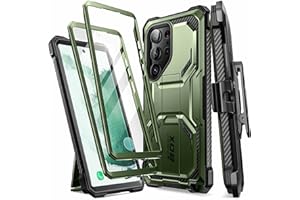 i-Blason Armorbox Etui do Samsung Galaxy S23 Ultra 5G (wersja z 2023), [dodatkowa rama przednia] Wytrzymała podpórka na całą obudowę, etui ochronne z wbudowaną osłoną ekranu (Guldan)