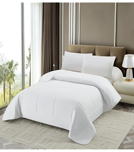 NORA HOME Dekbed 240 x 220 4 seizoenen wit geschikt voor het hele jaar, set van 2 dekbedden van 3D-vezels met veergevoel. 3-in-1 (125 250 = 375 g/m²), thermisch niveau 1-4,5/5, DUET