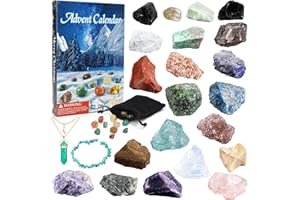 Aitsite Calendrier de I'Avent 2024, Calendrier Avent Pierres Naturelles, 24 Pierres Grossières Cadeaux Calendrier de l'Avent Fille, Calendrier Avent National Geographic pour La Famille et Les Amis