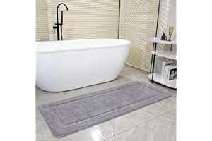 SOANNY Tappeto da Bagno Grigio Grande in Microfibra Morbida, Retro Antiscivolo e Assorbente, Ispessito e Lussuoso, Lavabile in Lavatrice, 60 x 150 cm