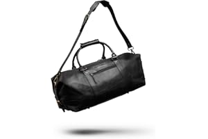 Goldsman Weekender Men's / Women's Compact Travel Bag Full Grain Leather Black Brown for Weekend Trips as Hand Luggage for One Person