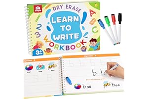 Coogam - Libro de ejercicios para aprender a escribir, números, letras, libro de práctica, alfabeto ABC, palabras visuales, escritura a mano, juguete educativo Montessori para niños en edad preescolar