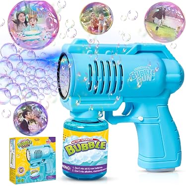 2 Pistolets à Bulles Automatiques LED – Machine à Bulles 10 000/min + Recharge – Jouet Enfant Été