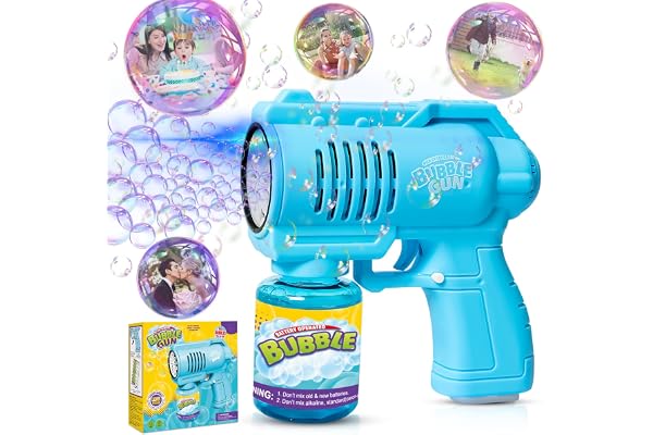 Panacare Machine à Bulles de Savon Gun 4000+Bulles/Minute avec Solution, Cadeau pour Enfant/Anniversaire/fête