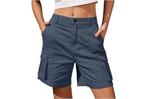 Gefomuofe Pantaloncini cargo da donna corti bermuda da donna, lunghezza al ginocchio, elastico a vita alta, gamba corta, in cotone, casual, corti, pantaloni cargo estivi