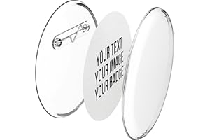 MIA MAI BUTTONS Instant Button Badges Kit 56mm with Pins (Pack of 25) - Make Your Own Personalised Badges Without a Badge Making Machine - with Printable Blank Inserts on A4 Paper