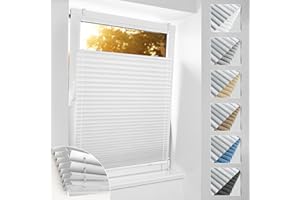 ‎BOBODECO bobodeco Plissee ohne Bohren Verdunkelung Klemmfix, 45x160cm Weiß Thermo Plissee 100% Verdunkelnd & lichtundurchlässig Jalousie, Sichtschutz und Sonnenschutz, Aluminium Rollos für Fenster & Tür