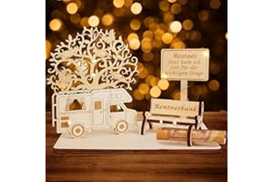 ARTREE Ruhestand Geschenk Rente Geldgeschenk Rentner Geschenk Holz, Geschenke für Renteneintritt Rente Deko Renteneintritt Geschenke für Frau Männer Großeltern Kollegen Freund