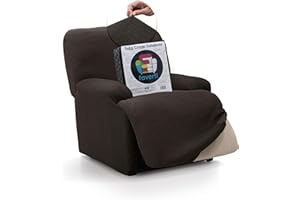 FAVERTI® Funda Elástica Sillón Relax Pies Juntos Reclinable de 70 a 90cm | Modelo Reale | Marrón | Funda Sillón Abatible Universal | Protector de Calidad Tejido Jacquard Tacto algodón