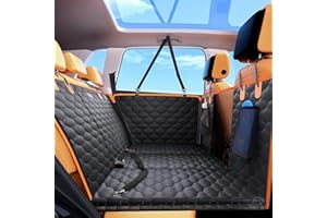 JOEJOY Hundedecke Auto Rückbank, Hundesitz Auto Rückbank Verbreitert mit Harter Unterseite, Hunde Autositz Ruckbank Wasserdicht Kratzfest mit Sicherheitsgurt