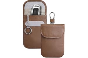 Teskyer Faraday Keyless Schermatura Chiave Auto, custodia anti-hacking Faraday, custodia antifurto con blocco del segnale RFID per chiave auto, Marrone
