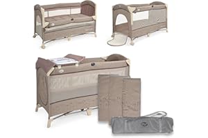 Innovations MS 630404 – łóżeczko turystyczne i dziecięce 2 w 1, dwie wysokości, mata do przewijania i seria siatek na owady, składane i przenośne, uniseks, kolor beżowy