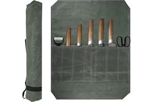 EUIOOVM Sac à couteaux de chef avec 7 emplacements pour le camping, sac à outils, rangement pour couteaux et cuillères, sac à couteaux de chef professionnel, marron, Sac à couteau